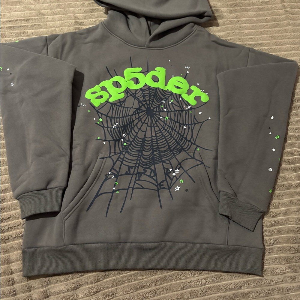 Gray and green spider hoodie
